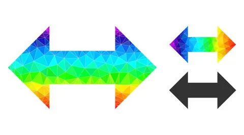 Vector Polygonal Horizontal Exchange Arrows Icon with Spectral Colored Gradient Stock Illustration