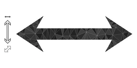 Vector Polygonal Horizontal Flip Icon with Bonus Icons Stock Illustration