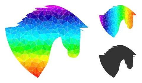 Vector Polygonal Horse Head Icon with Rainbow Gradient 스톡 일러스트