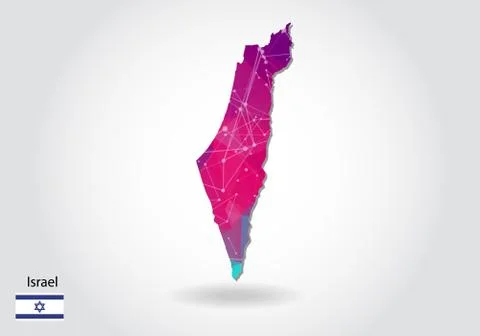Vector polygonal israel map. Low poly design. map made of triangles on white  Stock Illustration