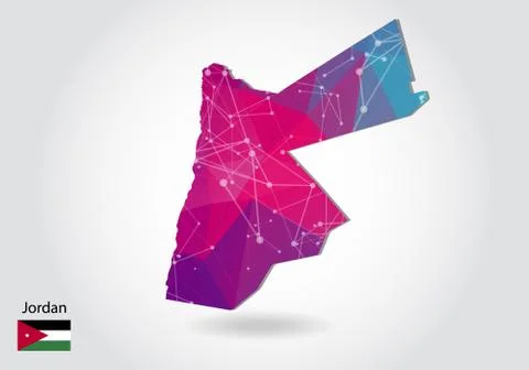 Vector polygonal Jordan map. Low poly design. map made of triangles on white  Stock Illustration