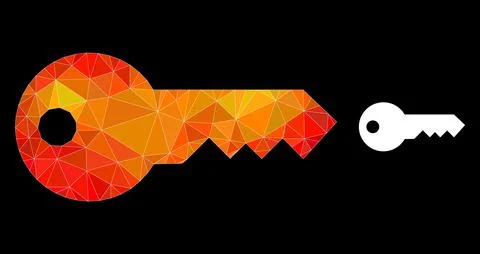 Vector Polygonal Key Icon with Flame Gradient イラスト素材