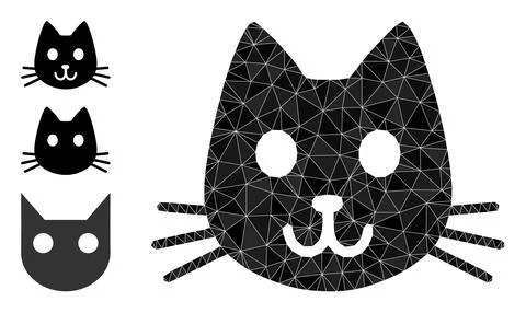Vector Polygonal Kitty Had Icon with Bonus Icons Stock Illustration