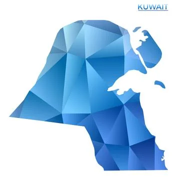 Vector polygonal Kuwait map. Vibrant geometric country in low poly style. A.. Stock Illustration