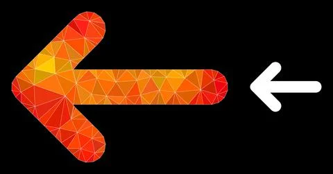 Vector Polygonal Left Arrow Icon with Fire Gradient Stock Illustration