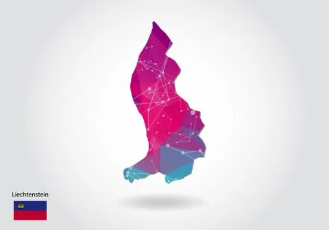 Vector polygonal Liechtenstein map. Low poly design. map made of triangles on Stock Illustration