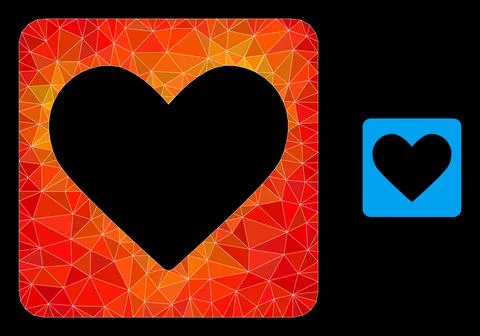 Vector Polygonal Love Heart Icon with Flame Gradient Stock Illustration