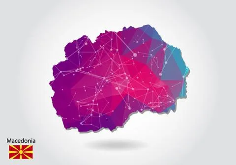 Vector polygonal macedonia map. Low poly design. map made of triangles on whi 스톡 일러스트