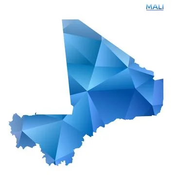 Vector polygonal Mali map. Vibrant geometric country in low poly style. Tre.. Stock Illustration
