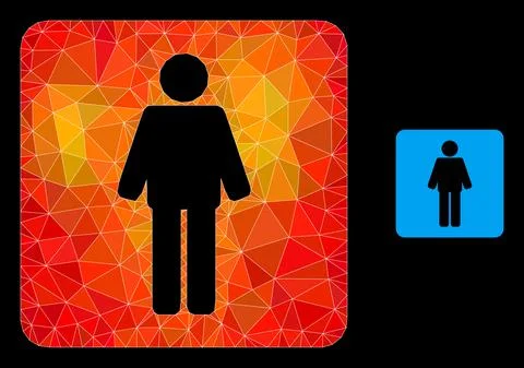 Vector Polygonal Man Icon with Flame Gradient Stock Illustration