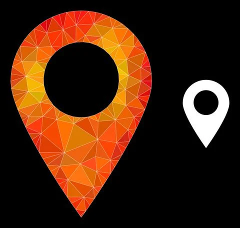 Vector Polygonal Map Marker Icon with Flame Gradient Stock Illustration