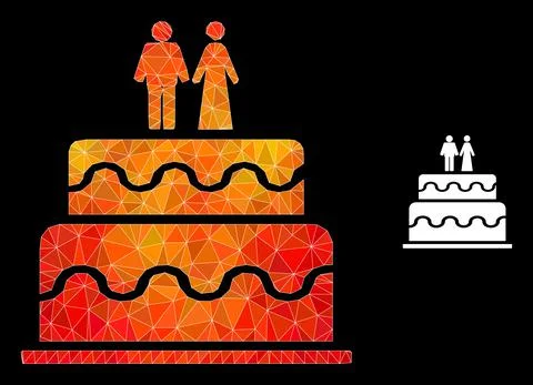 Vector Polygonal Marriage Cake Icon with Flame Gradient Stockillustratie