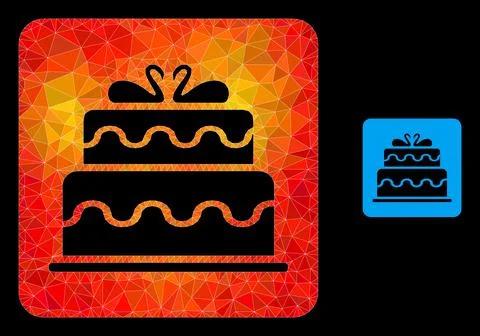 Vector Polygonal Marriage Cake Icon with Fire Gradient Stock Illustration