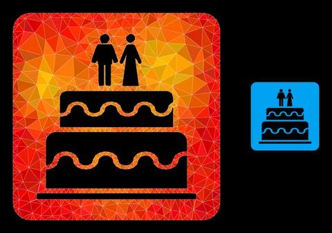 Vector Polygonal Marriage Cake Icon with Flame Gradient Stock Illustration