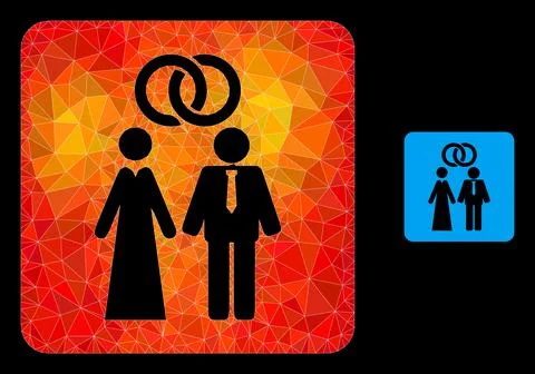 Vector Polygonal Marriage Persons Icon with Flame Gradient Stock Illustration