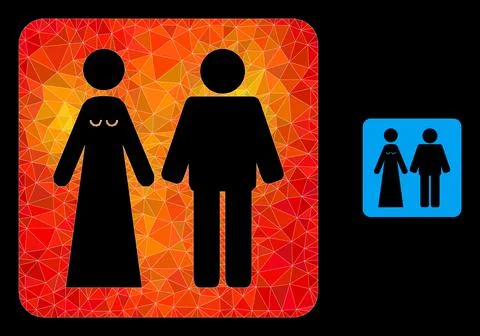 Vector Polygonal Married Groom and Bribe Icon with Fire Gradient Illustrazione stock