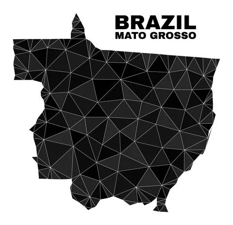 Vector Polygonal Mato Grosso State Map 스톡 일러스트
