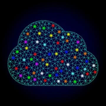 Vector Polygonal Mesh Cloud with Glare Spots for Chistmas イラスト素材