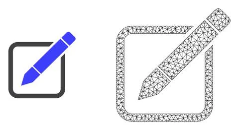 Vector Polygonal Mesh Edit Pencil and Flat Icon Stock Illustration