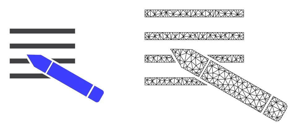 Vector Polygonal Mesh Edit Text and Flat Icon Stock Illustration