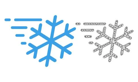 Vector Polygonal Mesh Frost Wind and Flat Icon Stock Illustration