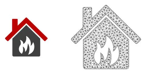 Vector Polygonal Mesh Kitchen Building and Flat Icon Ilustración de archivo