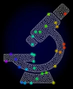 Vector Polygonal Mesh Microscope with Rainbow Colored Light Spots 库存插图