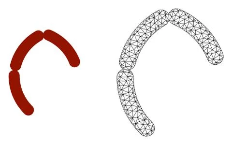 Vector Polygonal Mesh Sausages and Flat Icon Stock Illustration