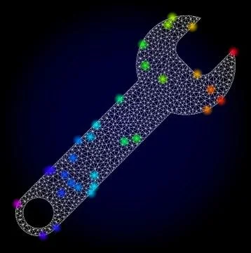 Vector Polygonal Mesh Spanner with Spectrum Colored Glare Spots Illustrazione stock