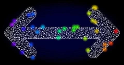 Vector Polygonal Mesh Swap Arrows with Spectrum Colored Light Spots Stock Illustration