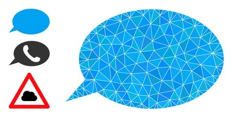 Vector Polygonal Message Cloud Icon with Similar Icons Stock Illustration