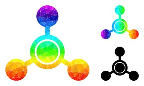 Vector Polygonal Methane Molecule Icon with Spectrum Gradient イラスト素材