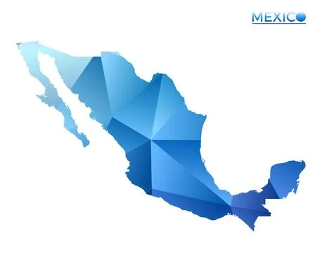 Vector polygonal Mexico map. Vibrant geometric country in low poly style. S.. Stock Illustration