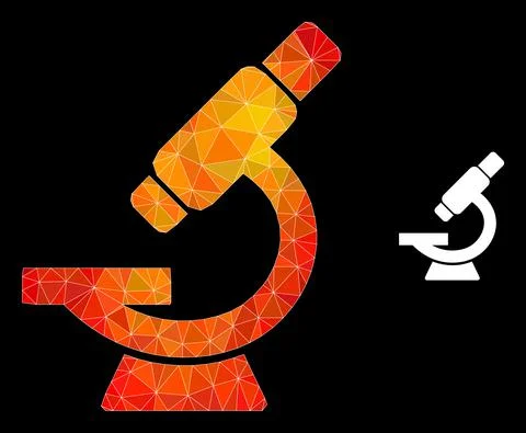 Vector Polygonal Microscope Icon with Flame Gradient Stock Illustration