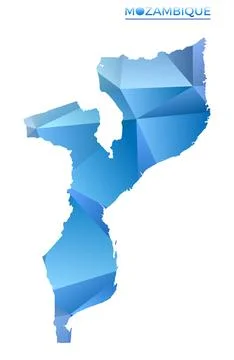 Vector polygonal Mozambique map. Vibrant geometric country in low poly styl.. Stock Photos