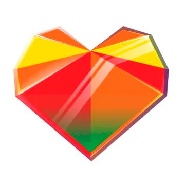 Vector polygonal multicolored crystal heart isolated on white background.  Stock Illustration