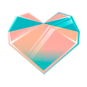 Vector polygonal multicolored crystal heart isolated on white background.  Stock Illustration