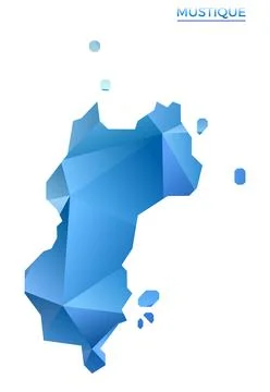Vector polygonal Mustique map. Vibrant geometric island in low poly style. .. 스톡 일러스트