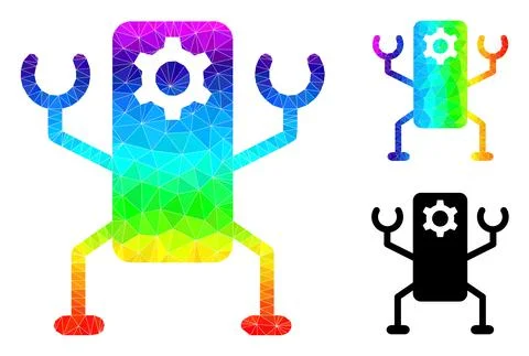 Vector Polygonal Nanobot Icon with Spectrum Gradient Stock Illustration