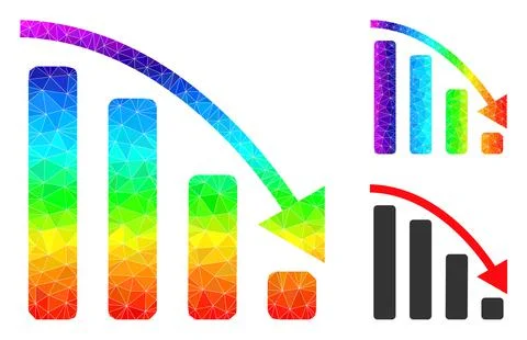Vector Polygonal Negative Trend Icon with Spectrum Gradient Stock Illustration