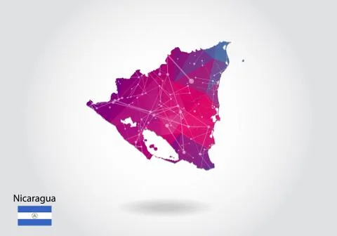 Vector polygonal nicaragua map. Low poly design. map made of triangles on whi Stock Illustration