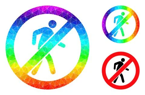 Vector Polygonal No Pedestrian Walking Icon with Spectrum Gradient Stock Illustration