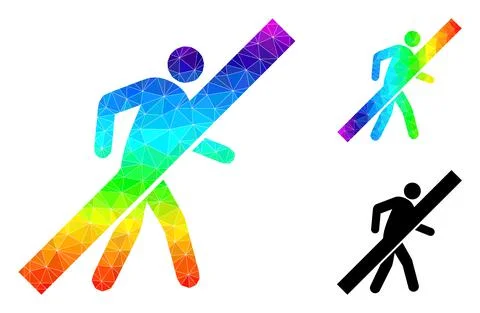 Vector Polygonal No Walking Man Icon with Spectrum Gradient Stock Illustration