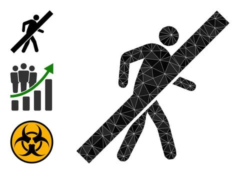 Vector Polygonal No Walking Man Icon with Other Icons Stock Illustration