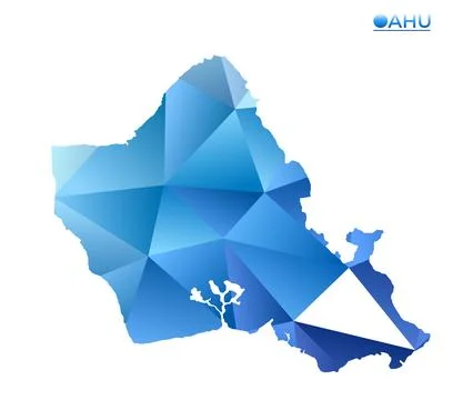 Vector polygonal Oahu map. Vibrant geometric island in low poly style. Awes.. Stock Photos
