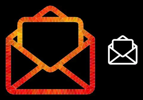 Vector Polygonal Open Letter Icon with Flame Gradient Illustrazione stock