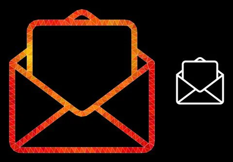 Vector Polygonal Open Letter Icon with Fire Gradient Stock Illustration