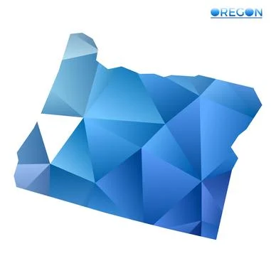 Vector polygonal Oregon map. Vibrant geometric us state in low poly style. .. Illustrazione stock
