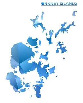Vector polygonal Orkney Islands map. Vibrant geometric island in low poly s.. イラスト素材