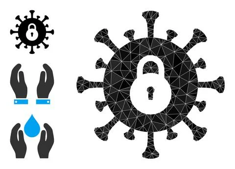 Vector Polygonal Outbreak Lockdown Icon with Similar Icons Stock-Illustration